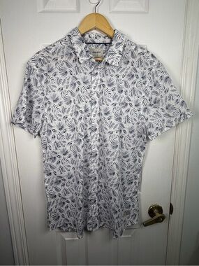 Blend Denmark Leaf Print Button-Up Shirt XL Coastal Summer Euro Style ResortWear